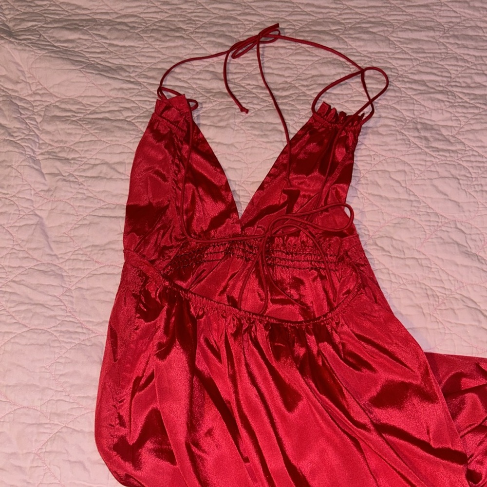 ASOS BEAUTIFUL RUBY RED BACKLESS FLOOR LENGTH DRESS π - Picture 8 of 11